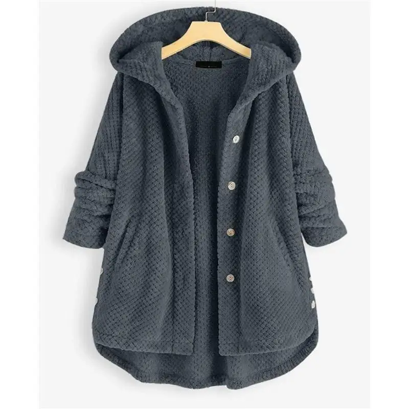 Abrigo con Capucha con Estampado de Pino a la Moda C 89772, Ropa de Abrigo para Mujer de Talla Grande, Temporada de Invierno, Tipo de Cuerpo Forma de Pera, Otro Material 100%