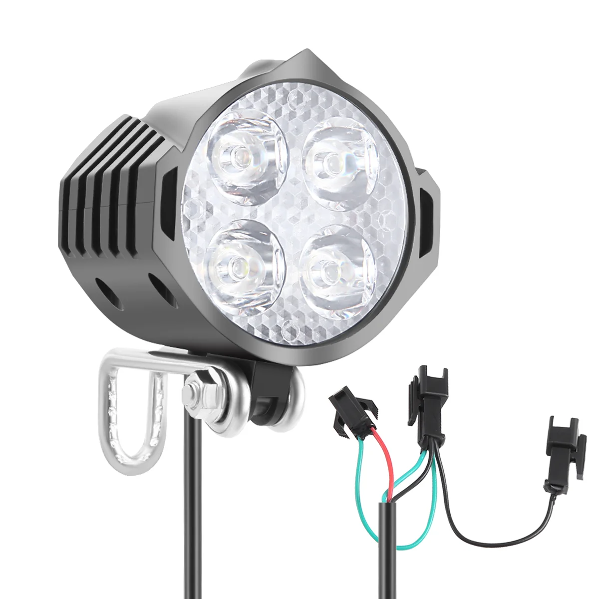 E-Bike Led Headlight 12V 24V 36V 48V 60V 72V Bicycle Light with Horn Waterproof Front Headlight