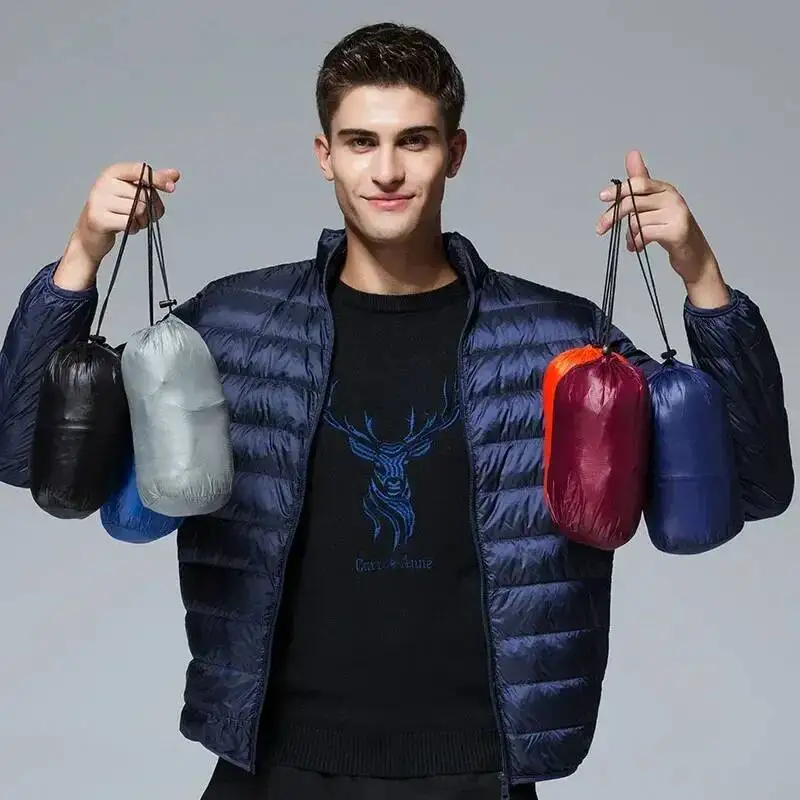 UETEEY Autumn Winter New Ultra Light White Duck Down Jacket Men Waterproof Casual Outdoor Portable Lightweight Male Padded Coats