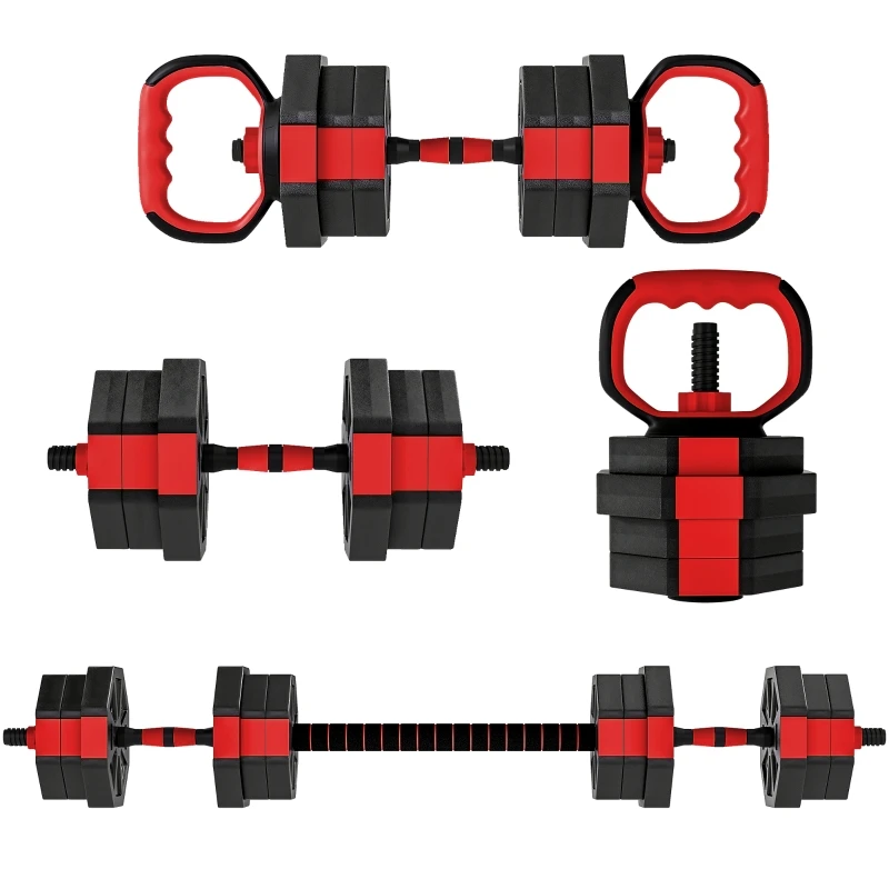 4-in-1 Adjustable 20KG Dumbbell & Barbell Set