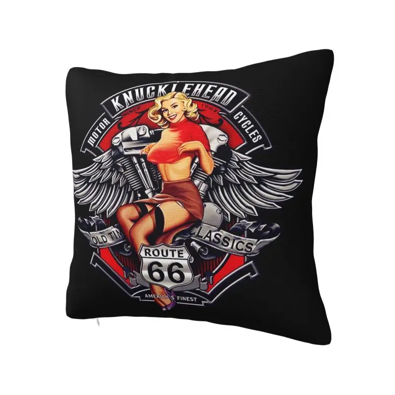 Route 66 Mother Road Throw Pillow Covers Biker America Highway Sofa Chair Cushion Cover Polyester Cozy Pillowslip Dakimakura