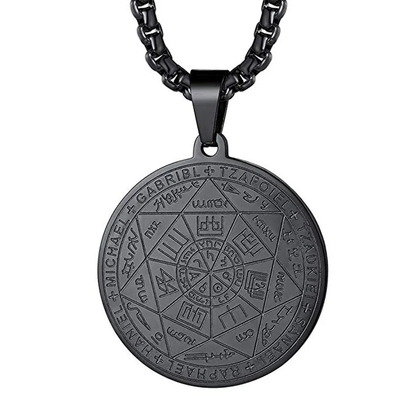 Seven Archangels Amulet Stainless steel Necklaces Men Seal of solomon Talisman Necklace Protection lewelry collar hombre