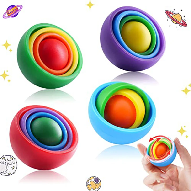 Raibow Fingertip Ball Spinner Fidget ADHD Autism Relieve Stress Finger Gyro Spinner Funny Infinite Flip 3D Ball for Kids Adult