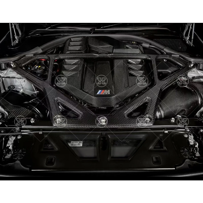 Dry Carbon Fiber Front Engine Strut Bar Balance Interior Trim For BMW G80 G81 G82 G83 M3 M4 G87 M2 2021-IN Body Kit