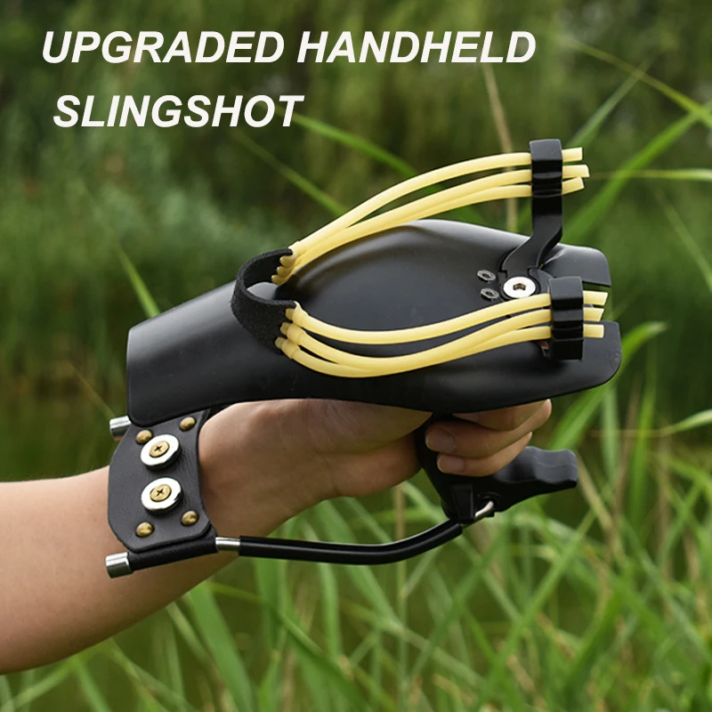 Black Alloy Wrist Rest Slingshot Handheld Powerful Hunting Shooting Slingshot Professional Slingshot With Guard Plate Protection