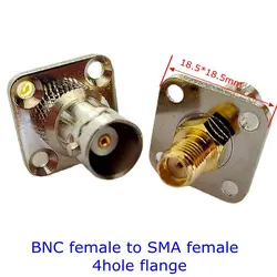 1Pcs Q9 BNC Female To SMA Female Jack Connector 4Holes Flange BNC To SMA Female Chassis Panel Mount Socket Nickel Plated Brass