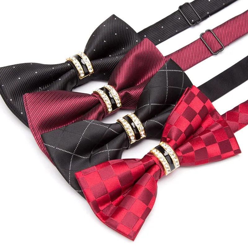 Men\'s Stripe Luxury Bowtie Necktie Formal Business Wedding Party Black Bow Tie Male Dress Shirt Accessories Gifts for Men Ties