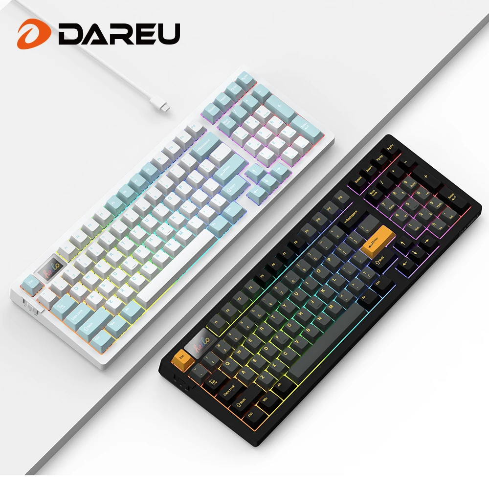 DAREU RGB Mechanical Wireless Keyboard TFT Display Hotswap Tri-mode Bluetooth Gaming Keyboards PBT Keycaps with Sky V4 Switch