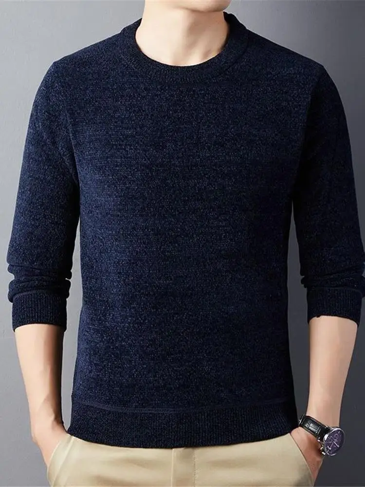

Men's Thiened Fce Lined round Ne Knitwear Casual Loose Warm Winter Sweater Comfortable Breathable Soft Material