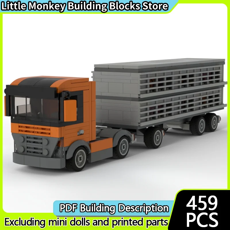 

City Car Model MOC Building Bricks Lorry With Animal Transport Trailer Modular Technology Children Holiday Gifts Assemble Toys