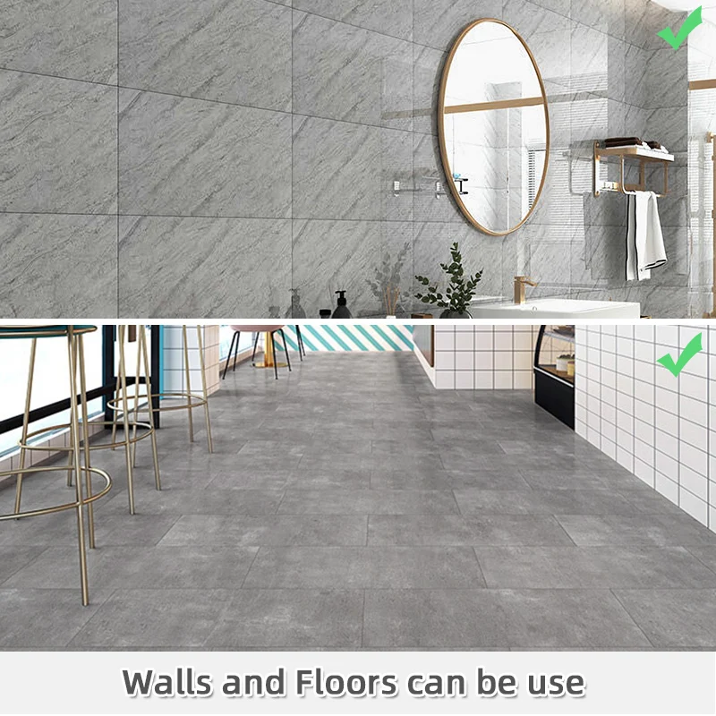 20pcs/Lot PVC Imitation Tile Wood Marble Floor Sticker Self-adhesive Wall Stickers Waterproof Bathroom Decoration Decals 60*30cm