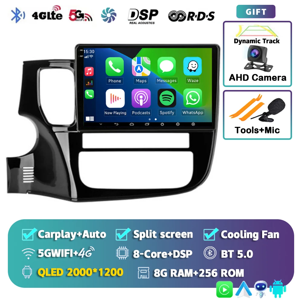 Android 16 Carplay autoradio voor Mitsubishi Outlander 3 GF0W GG0W 2012-2018 Multimedia Videospeler Navigatie Stereo GPS 2din