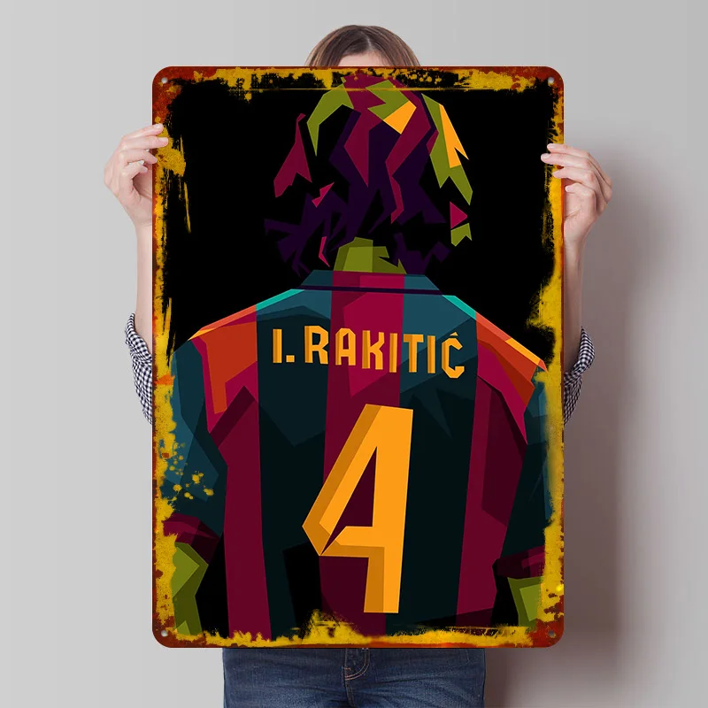 Ivan Rakitic Poster, individuelle Vintage-Metallschilder, Wandkunst, Retro-Blechschild für Fans, Badezimmer-Dekoration, Heimdekoration, Wand-Deko