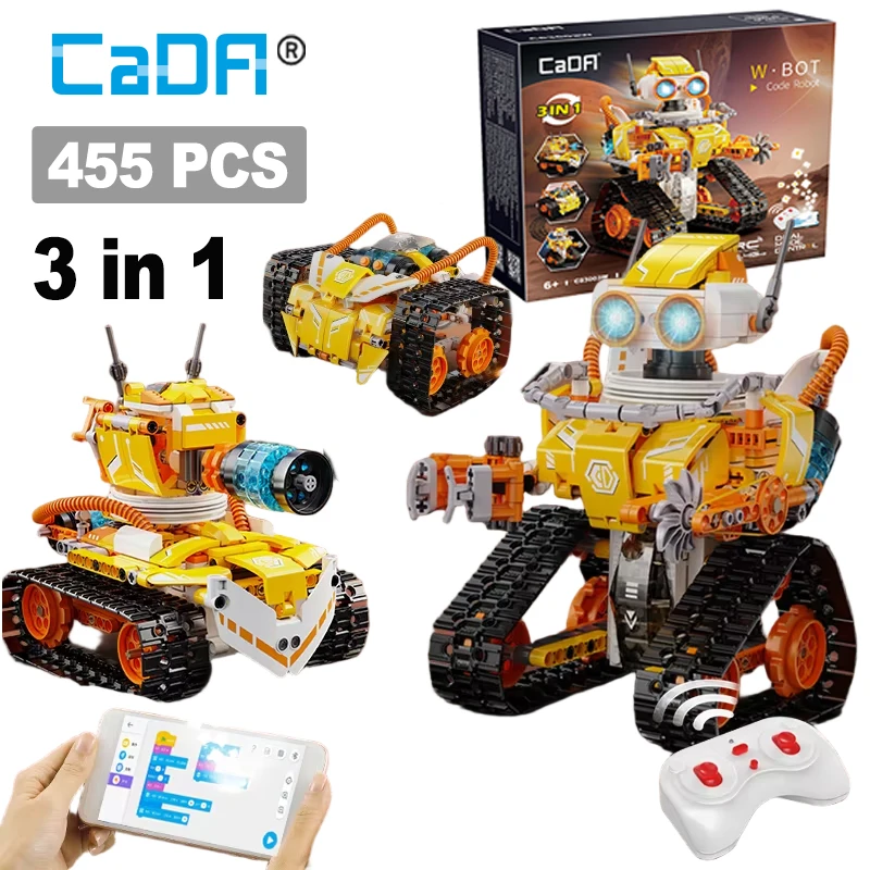

455 шт. Cada LED 3in1 W BOT Code Robot Deformation Гоночный автомобиль Строительные блоки Дистанционное управление Танк Кирпичи Развивающие игрушки для детей