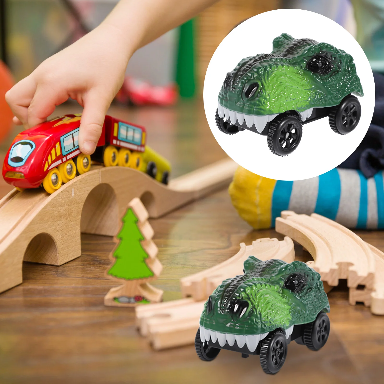 Dinosauro Auto Pista per Bambini Giocattolo per Bambini Giocattolo Sostituzione Giocattoli per Bambini Cartone Animato Passeggino Veicolo Abs