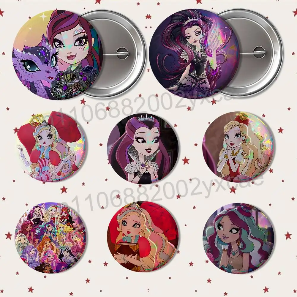 Apple White Raven Queen EAH Laser reflective round badges pins bag clothing decorations collectibles gifts for friends
