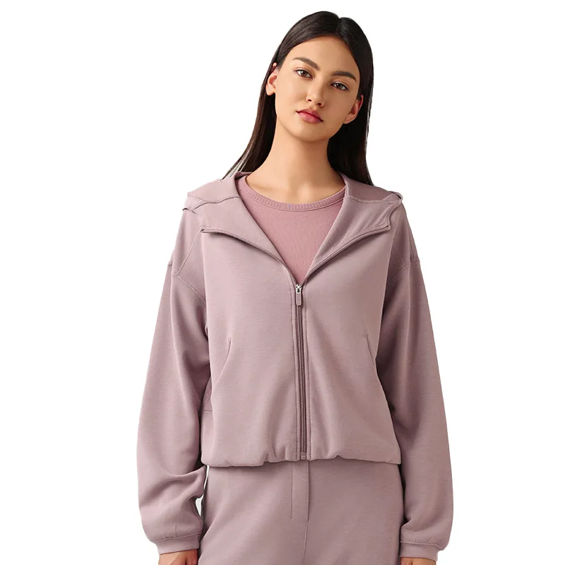 

Mermaid Curve Hooded Zipper Cardigan Jacket Women's Autumn and Winter New Loose Casual Sweater Running Fitness Sports Top