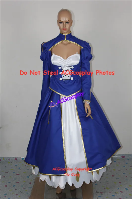 Fate Stay Night Saber Cosplay Costume royal blue version acgcosplay dress