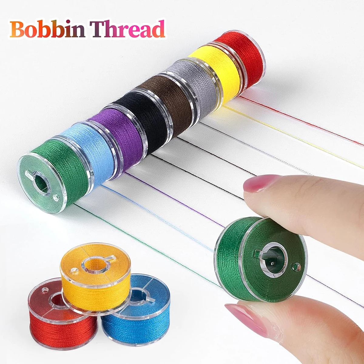 20Pcs Bobbins and Sewing Threads Prewound Bobbin Thread Sewing Bobbins Set for Universal Home Sewing Machine Polyester Thread