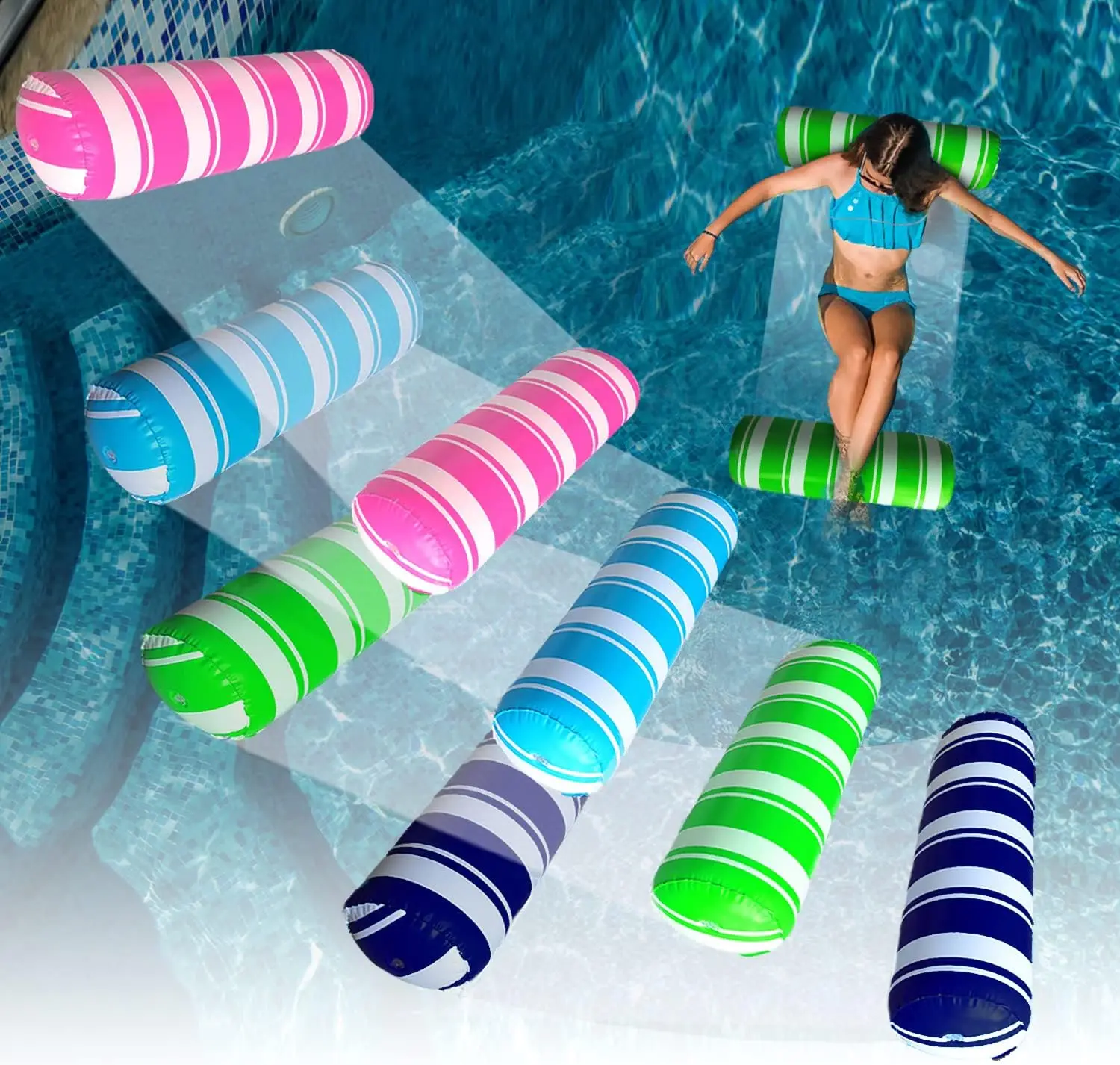 Aufblasbare Pool-Schwimmer, Wasser-Hängematte in Erwachsenengröße, schwimmende Pool-Floats, Lounge-Stühle, 4-in-1-Mehrzweck-Pool-Floats