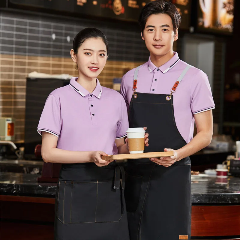 

Waiter Workwear Short Sleeve Hotel Restaurant Fruit Catering Barbecue Hot Pot Restaurant KTV Work Clothes T-shirt Summer Female