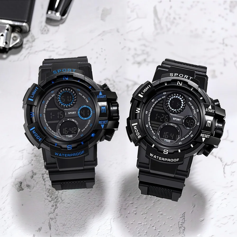 Military Sports Watches for Men Luminous Alarm-clock Calendar Stopwatch Multifunction Electronic Wristwatch for man Kids Teen