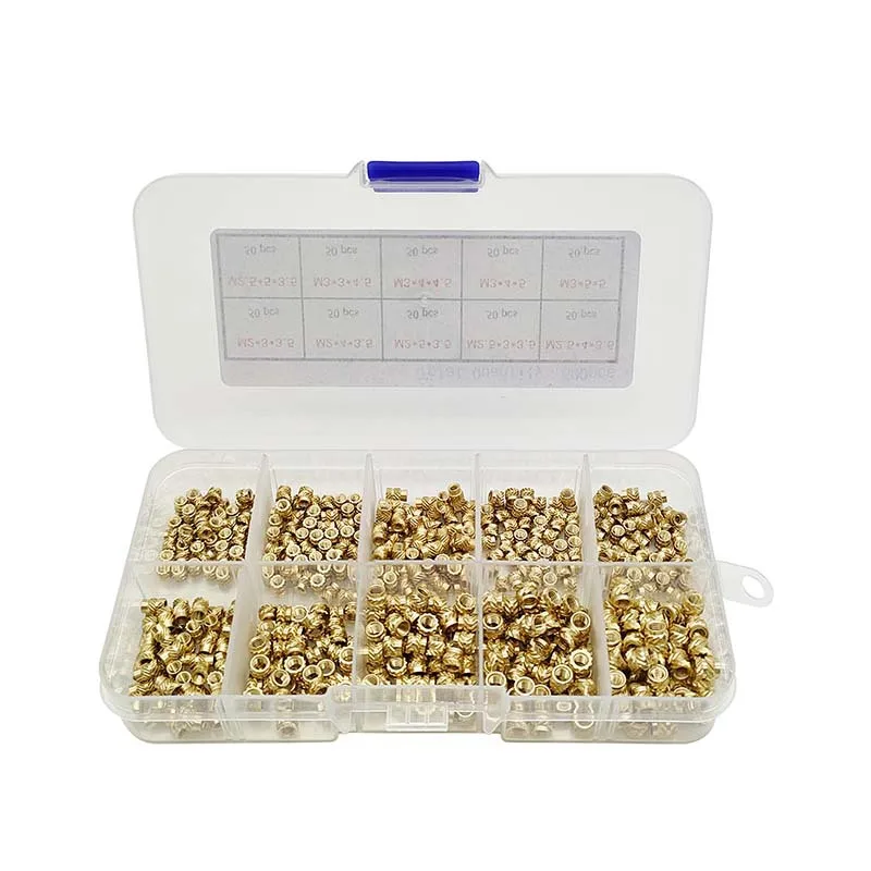 Injection Molding Nut Brass Heat Set Nuts For Plastic Housing Repair Diagonal Knurled Outer Wall Anti-stripping Design
