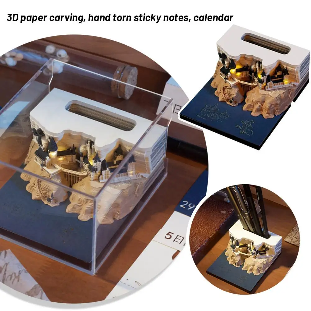 2025 Creative 3D Three-dimensional Paper Carving Hand-torn Note Calendar 3D Memo Pads Unique Creative Art Design