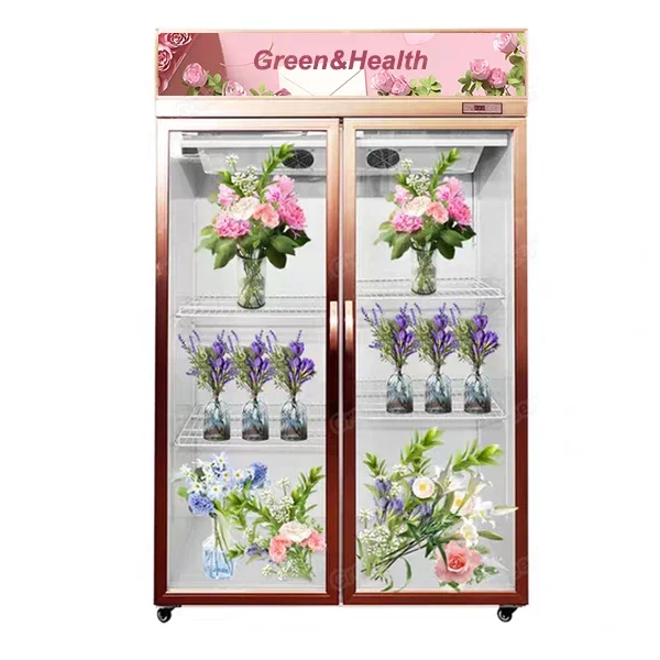 Display Flower Cooler Double Door Keeping Fresh High Quality Fan Glass CE Impastatrice Price Display Fridge