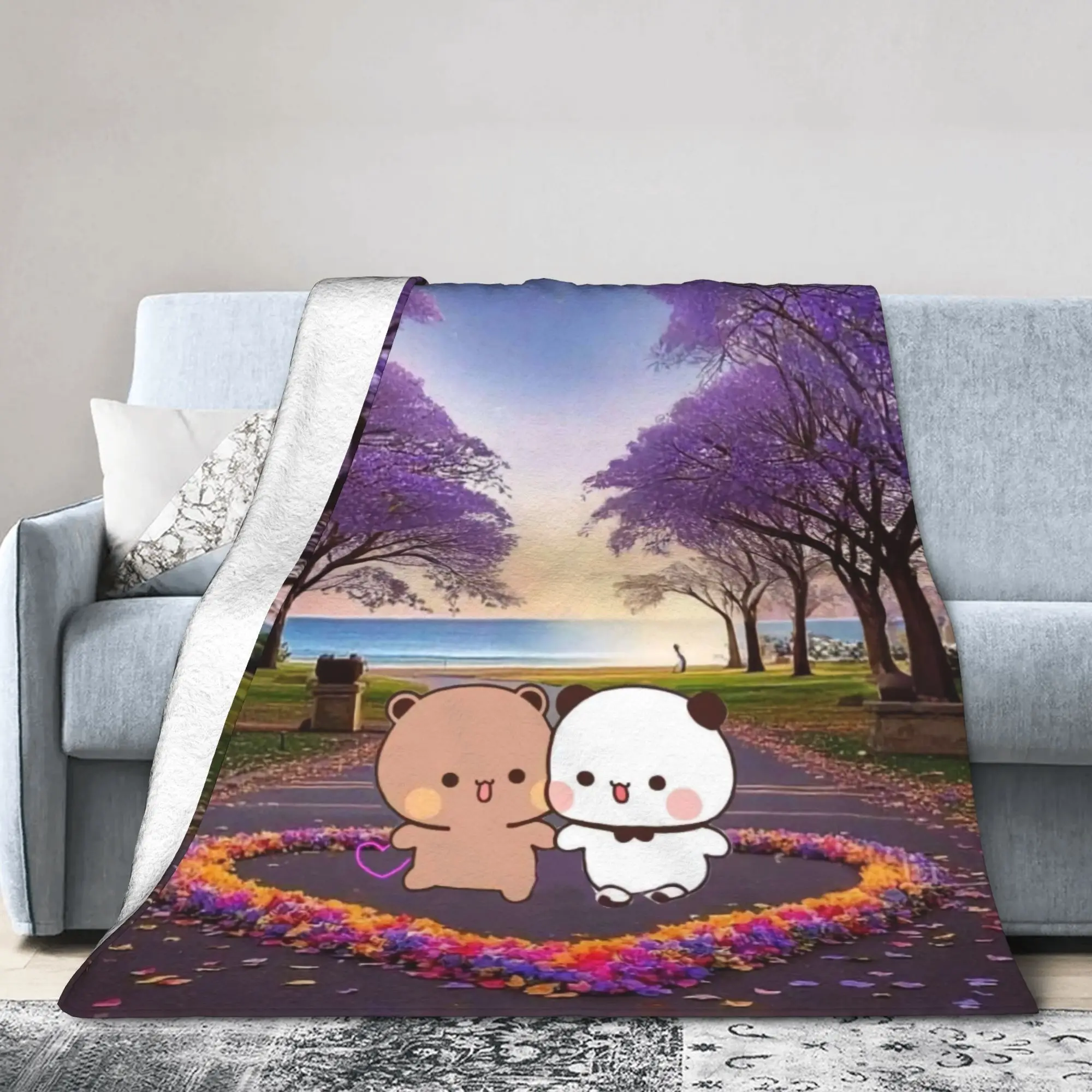 Bubu & Dudu Heart Love Blanket  Soft Warm Graphic Plush Bedding Throws For Children Couch Bed Flannel Bedspread Bed Cover
