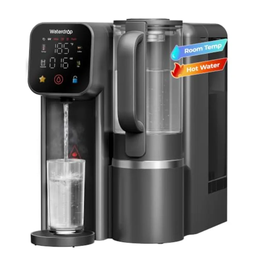 Countertop R.O. Water Filter System For Instant Hot Use, Glass Pitcher, Clear, Fast Filtration And Space-Saving Design