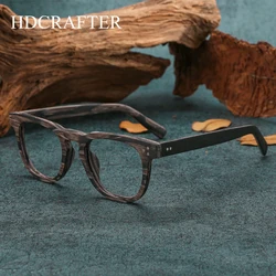 HDCRAFTER Vintage Wood Glasses Frames Women Mens High Quality Optical Prescription Glasses Frame Reading Myopia Lenses Goggles