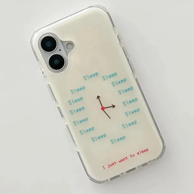 Ins Wind Creative Sleep Clock Personalized Phone Case For iPhone 16 15 14 13 12 11 PRO MAX 15 16 PLUS Y2K Shockproof Phone Cases view 4
