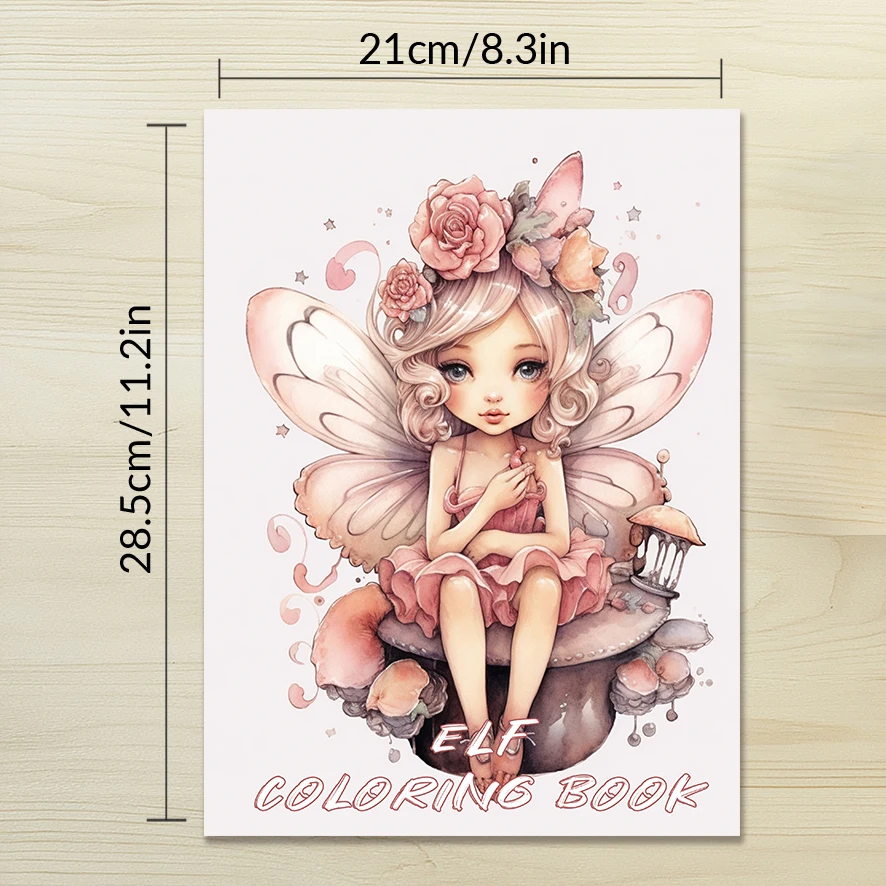 Cute Fairies Adult Coloring Book - 8.3x 11.2 Inch 32 Pages Coloring Book - Helps Reduce Stress and Ease Emotions