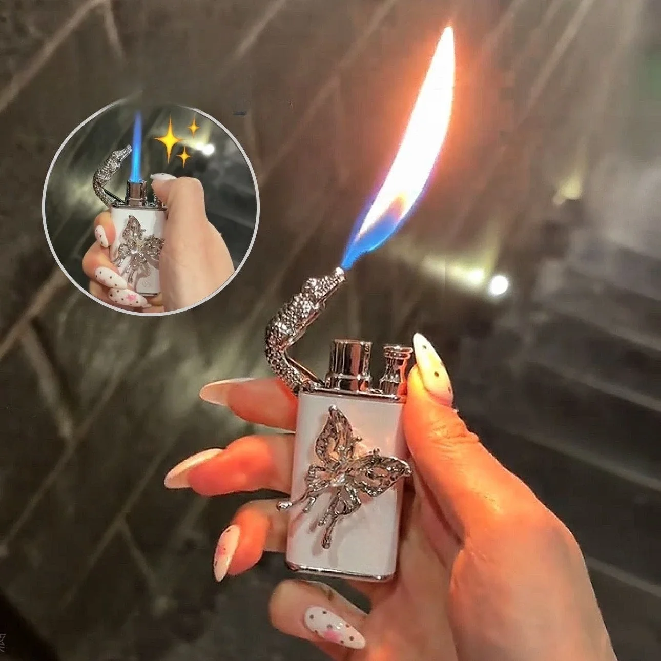 

New Metal Dual Fire Conversion Inflatable Lighter High-end and Fashionable Windproof Jet Flame Portable Lighter Smoking Gift