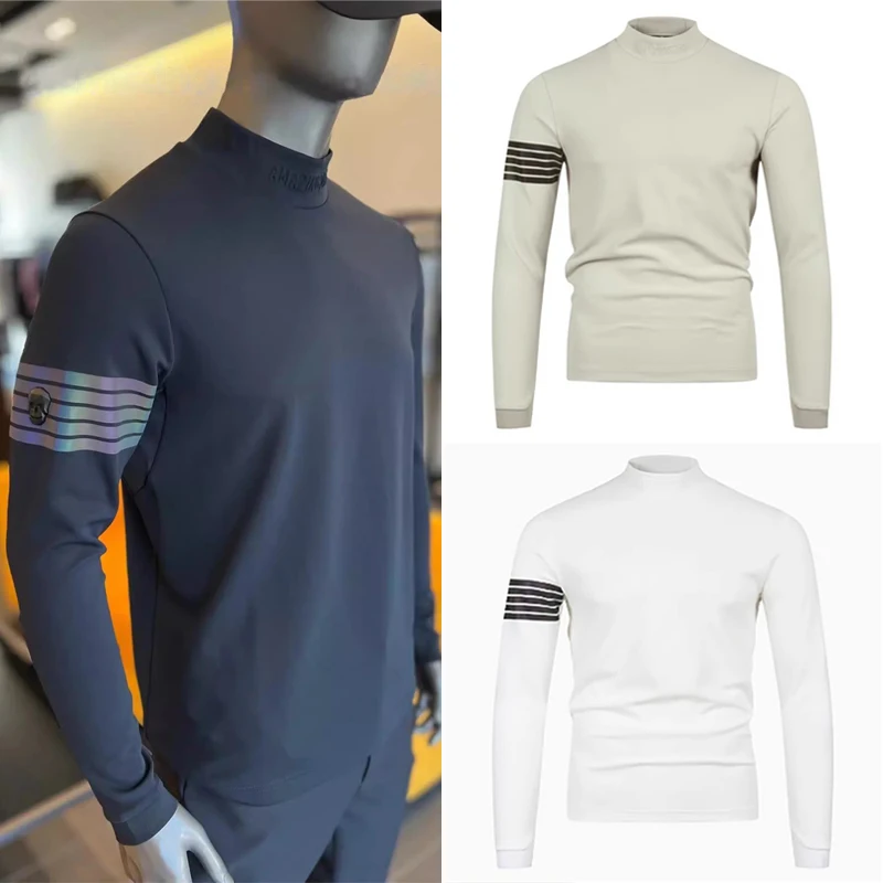 New Men's Golf Shirt Autumn Casual And Stylish Versatile Straight Long Sleeved Base Top Trend Man Golf Clothing