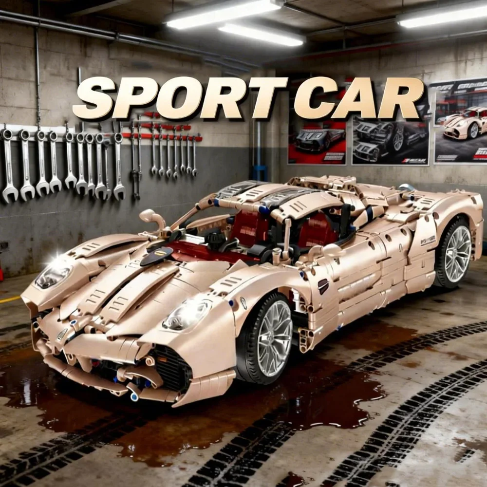 

In stock famous Pajiani sports car MOC high-tech Utop-a Building Blocks DIY retro Model 1:8 Toy Gifts Christmas Audlt 3428pcs