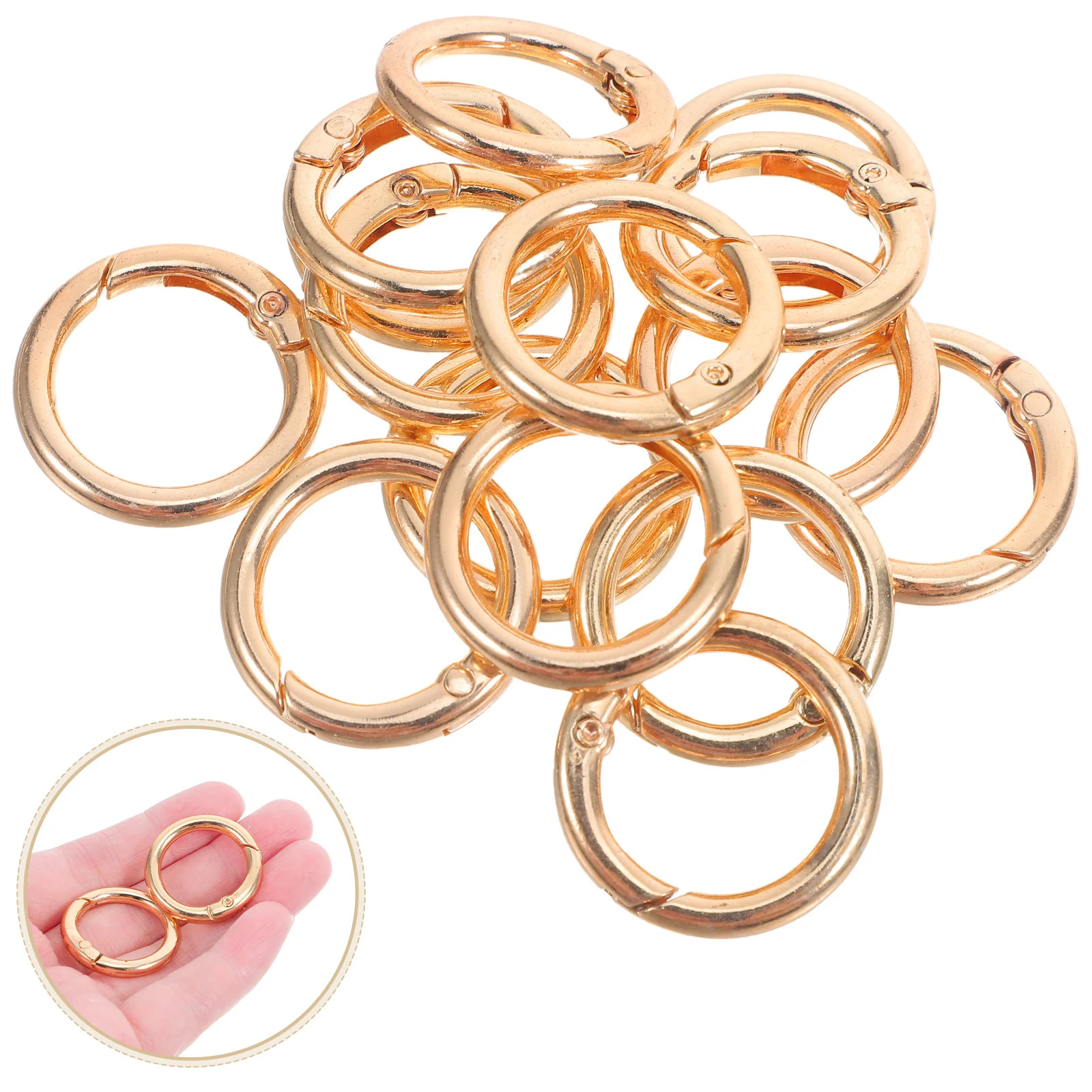 15pcs -Ring Keychain Spring Buckle Shiny Gold Color Durable Split Rings for Jewelry Bags Gifts Keyring Clasp