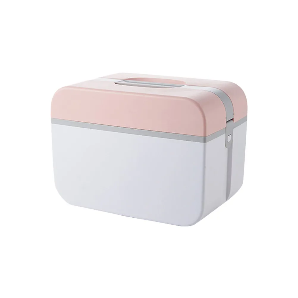 Multi-Functional Emergency Medicine Case Double Layer Plastic Storage Box Portable Medicine Organizer Pink 5235 Medium