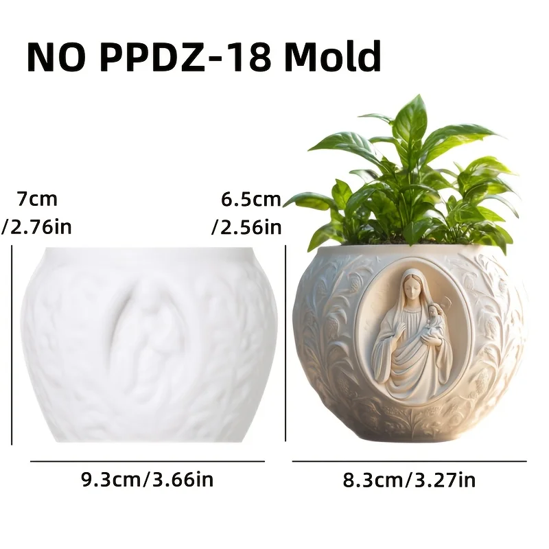 Lace Maria hands prayer relief succulent plant flowerpot resin silicone mold Hair goddess blessing box candle cup gypsum molds