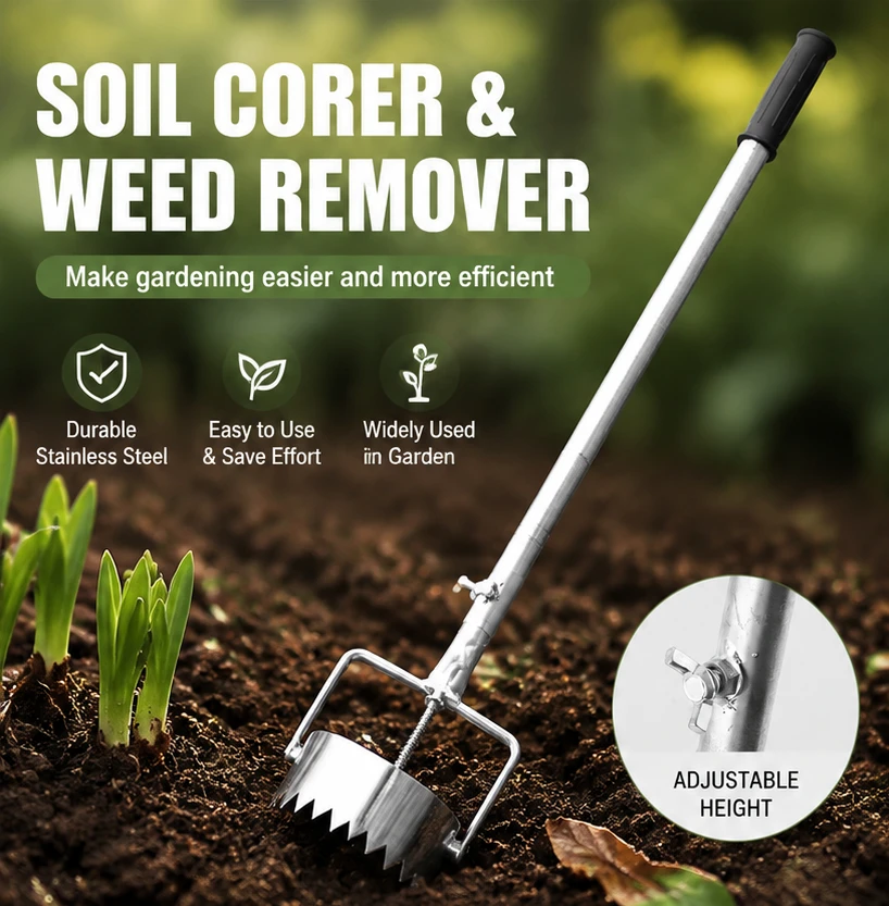New Stainless Steel Mulch Punch Tool Retractable Hole Opener Greenhouse Film Cutter Gardening Planting Tool for Garden