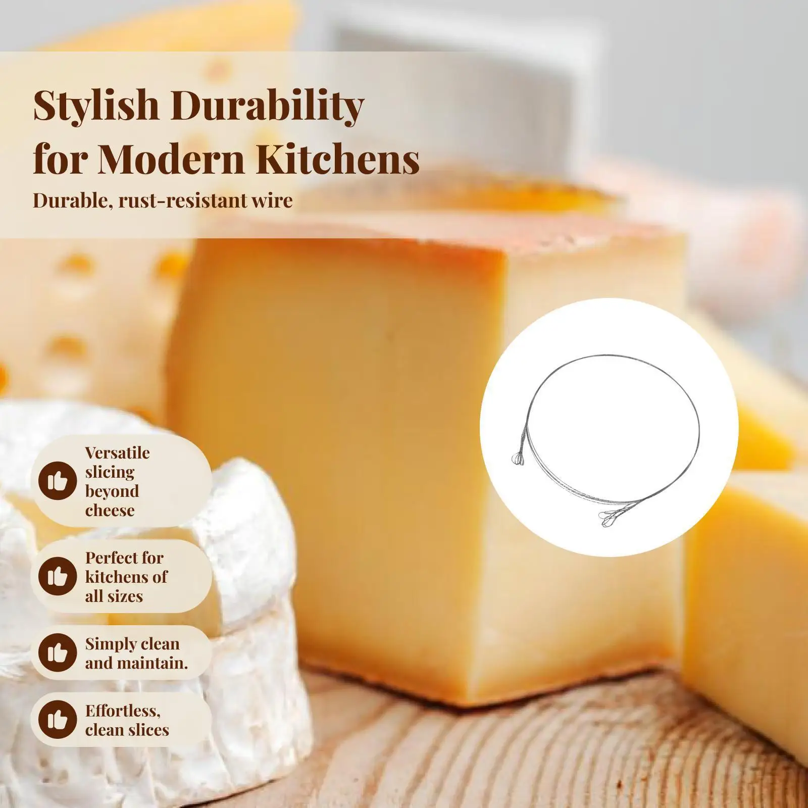 Cheese Cutting String Stainless Steel Replacement Wires Kitchen Supply for Cheddar Cake Ham Butter Slicing