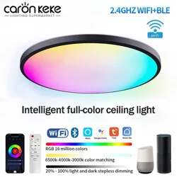 Tuya Luz de teto LED inteligente, RGB, Wi-Fi, Regulável, Alexa, Aplicação de Controle de Voz, Sala, Quarto, Decoração