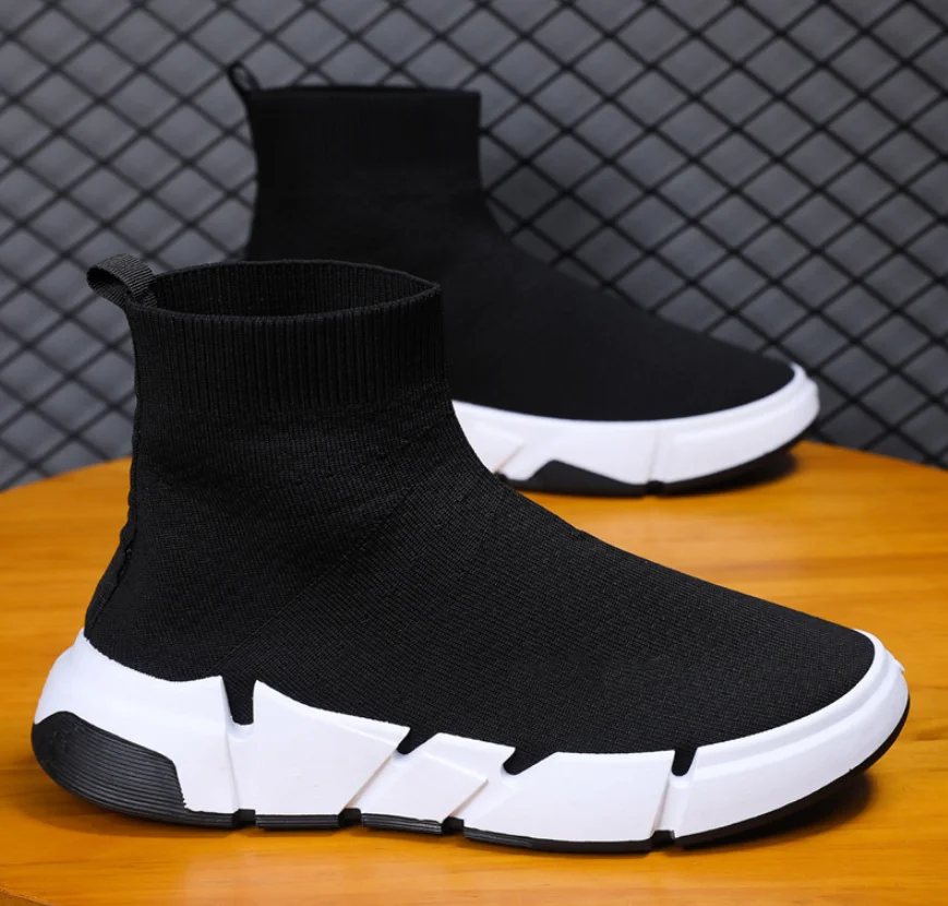 New High-top mesh socks shoes slip-on loafers men's trend all-match athleisure shoes