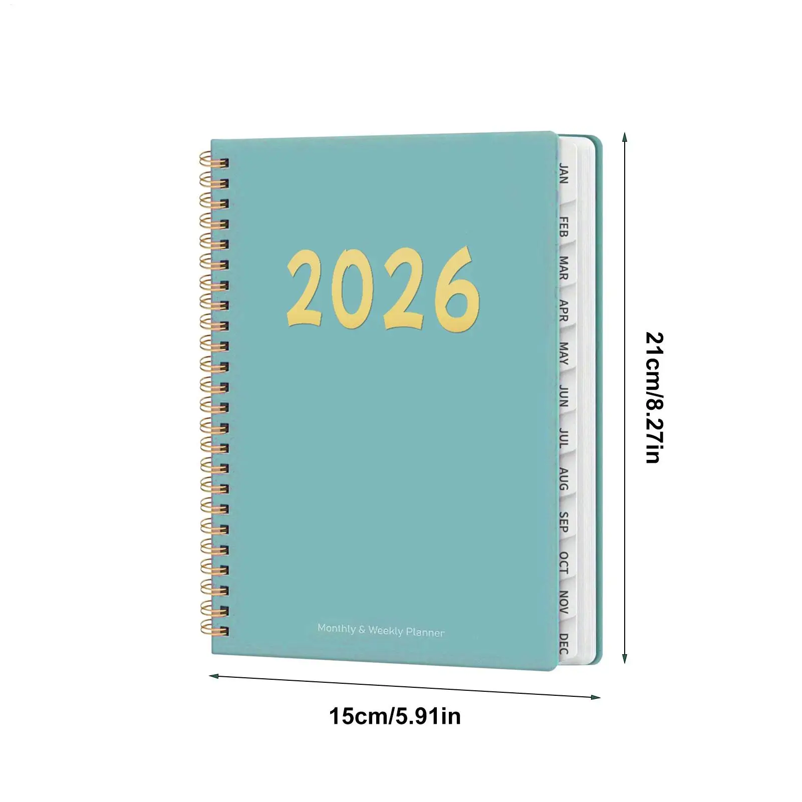 Kalendarz na rok 2026, planer na 12 miesięcy, notatnik spiralny, tygodniowy i miesięczny planer na rok 2026 dla uczniów, studentów, kobiet i nauczycieli.