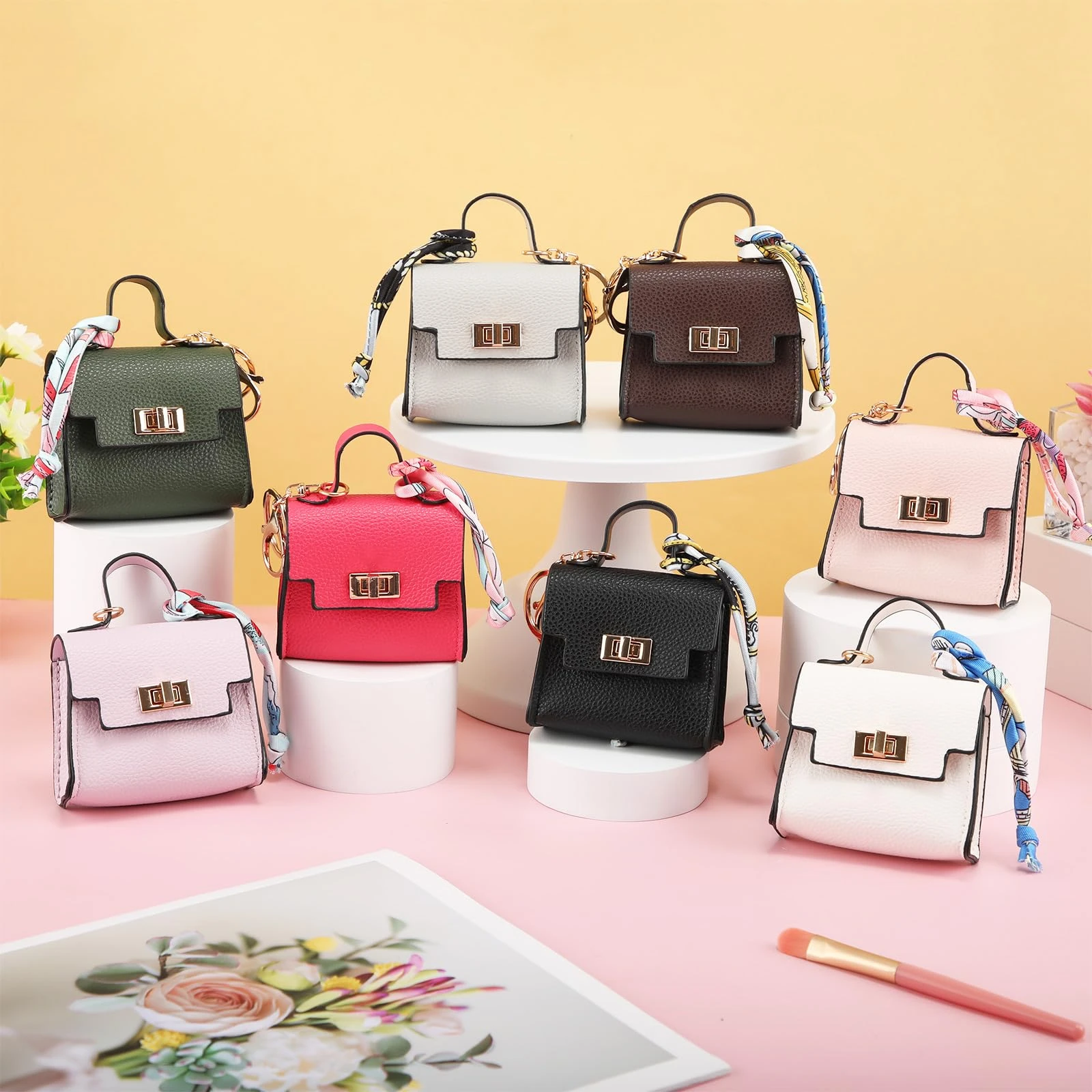 Mini Backpack Keychain for Women,Small Change Pouch Coin Purse Twist-lock with Key Headset Bag