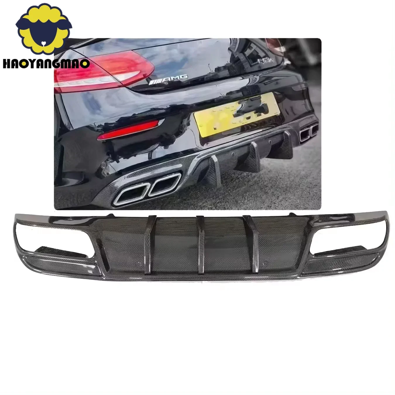 

Good Carbon Fiber Rear Lip Diffuser for Mercedes Benz C Class W205 Real C63s Coupe Diffuser C43 for Classic Auto Parts