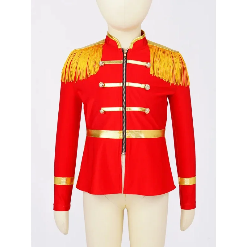 Sky01 Детский карнавальный костюм циркового манежа с длинными рукавами, униформа маршевого оркестра с кисточками, куртка для барабанного почетного гвардии CoSd01$