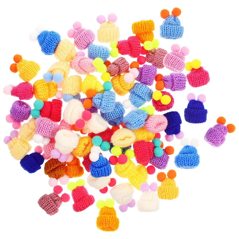 100pcs Mini Hats Woolen Yarn Craft Ornaments Reusable Tiny Kitting Hats Tiny Decorations Snowman Accessories Home Items