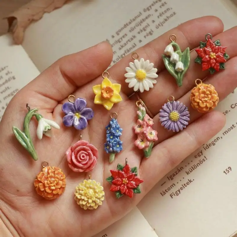 DIY Pflanzen- und Blumen-Anhänger, pastorales, farbenfrohes Design für Ohrringe, Halsketten, Armbänder, Schmuckherstellung, Zubehör – Detail 1